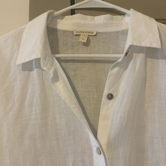 Eileen Fisher Linen High Slit Shirt (Size SP) - Picture 2 of 7